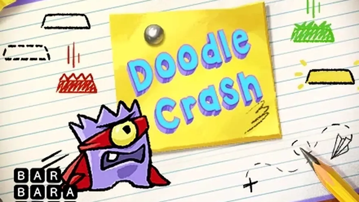 Tampilan visual retro dari permainan slot Doodle Crash