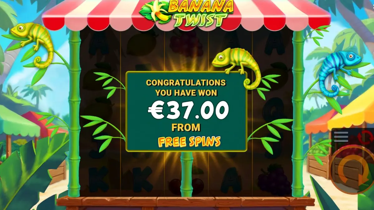 Tampilan visual slot Banana Twist dengan tema tropis dan buah-buahan cerah
